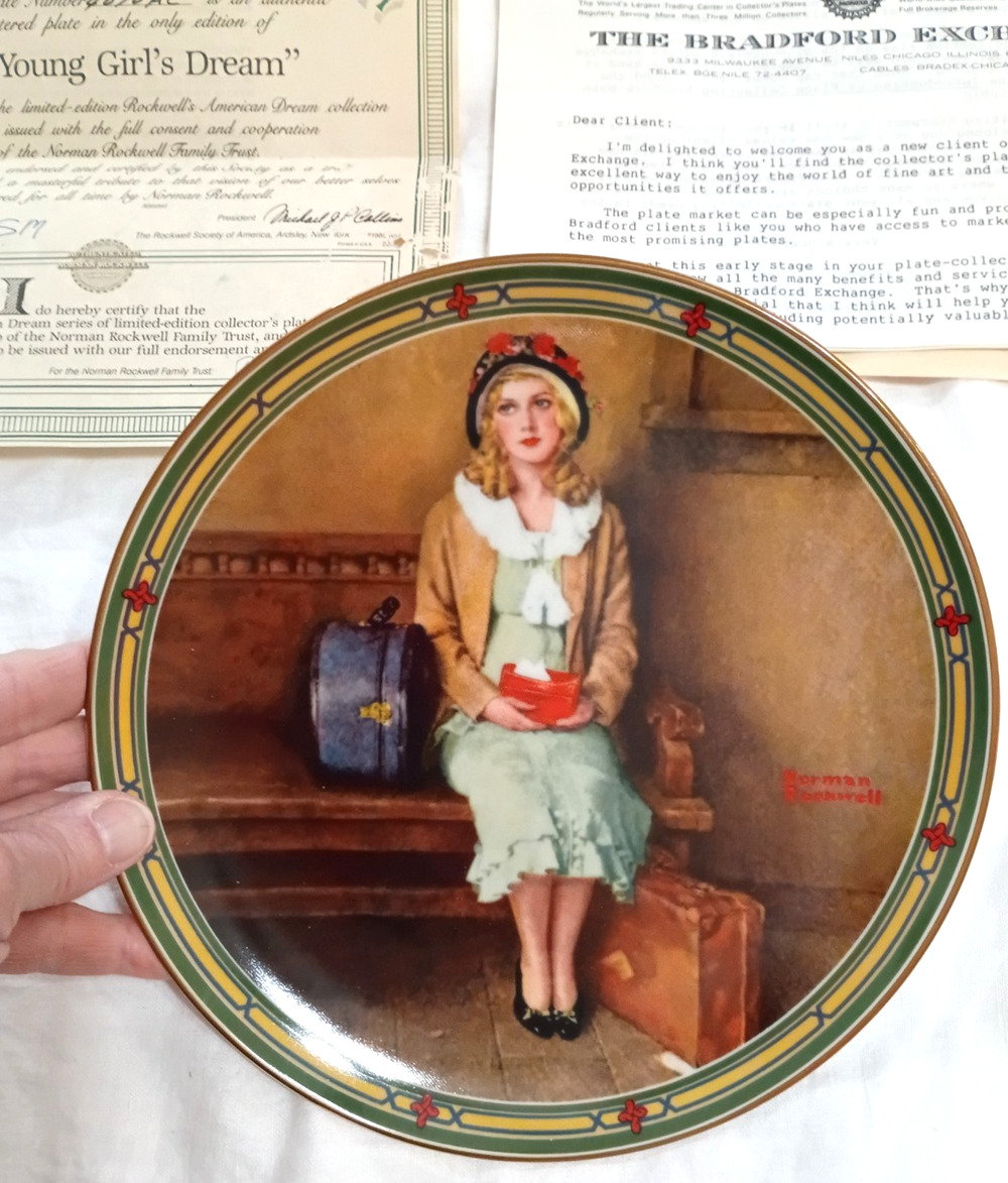 VTG A Young Girl's Dream 1985 Collector Plate Norman Rockwell w Signed Authentic
